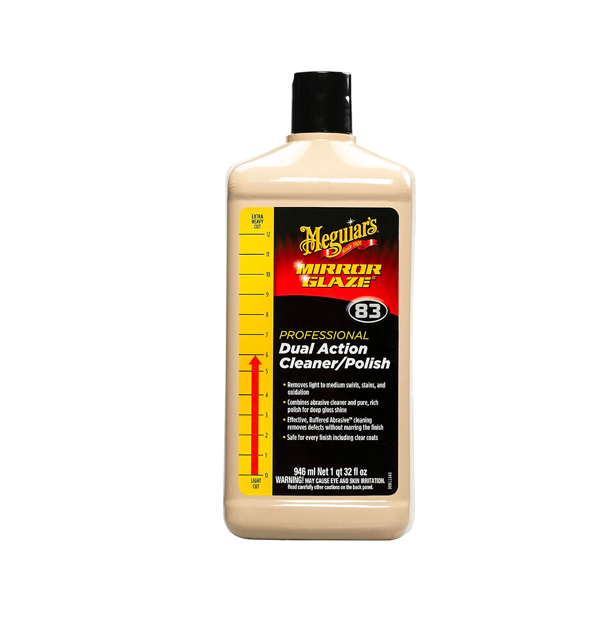 Bottle of Meguiar’s Mirror Glaze Pro Speed Compound on white background