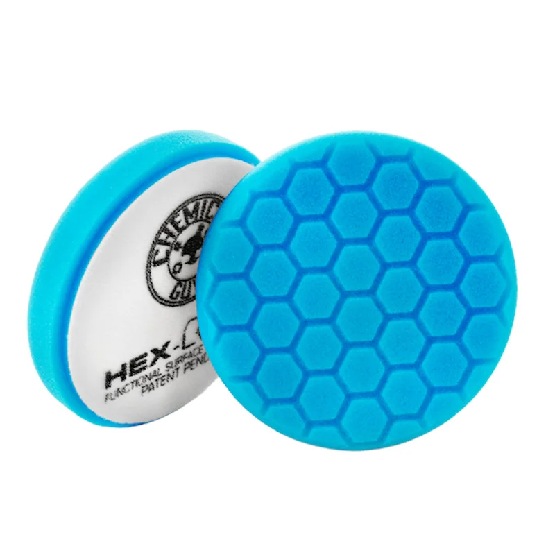 Blue round puck with hexagon pattern and white side labeled Hextix