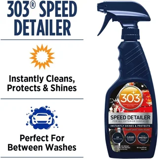 303 Speed Detailer spray bottle with text: Instantly Cleans, Protects &amp; Shines.
