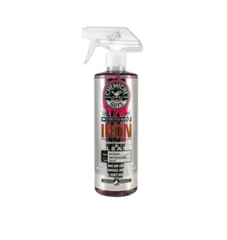 Spray bottle of Chemical Guys Heavy Metal Polish on a white background