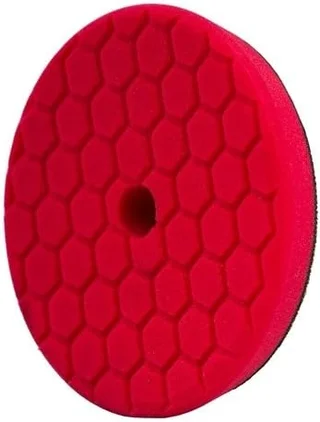 Red circular pad with a honeycomb texture and a center hole