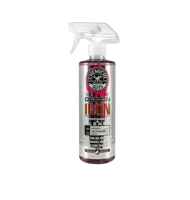 Spray bottle of Chemical Guys Heavy Metal Polish on a white background