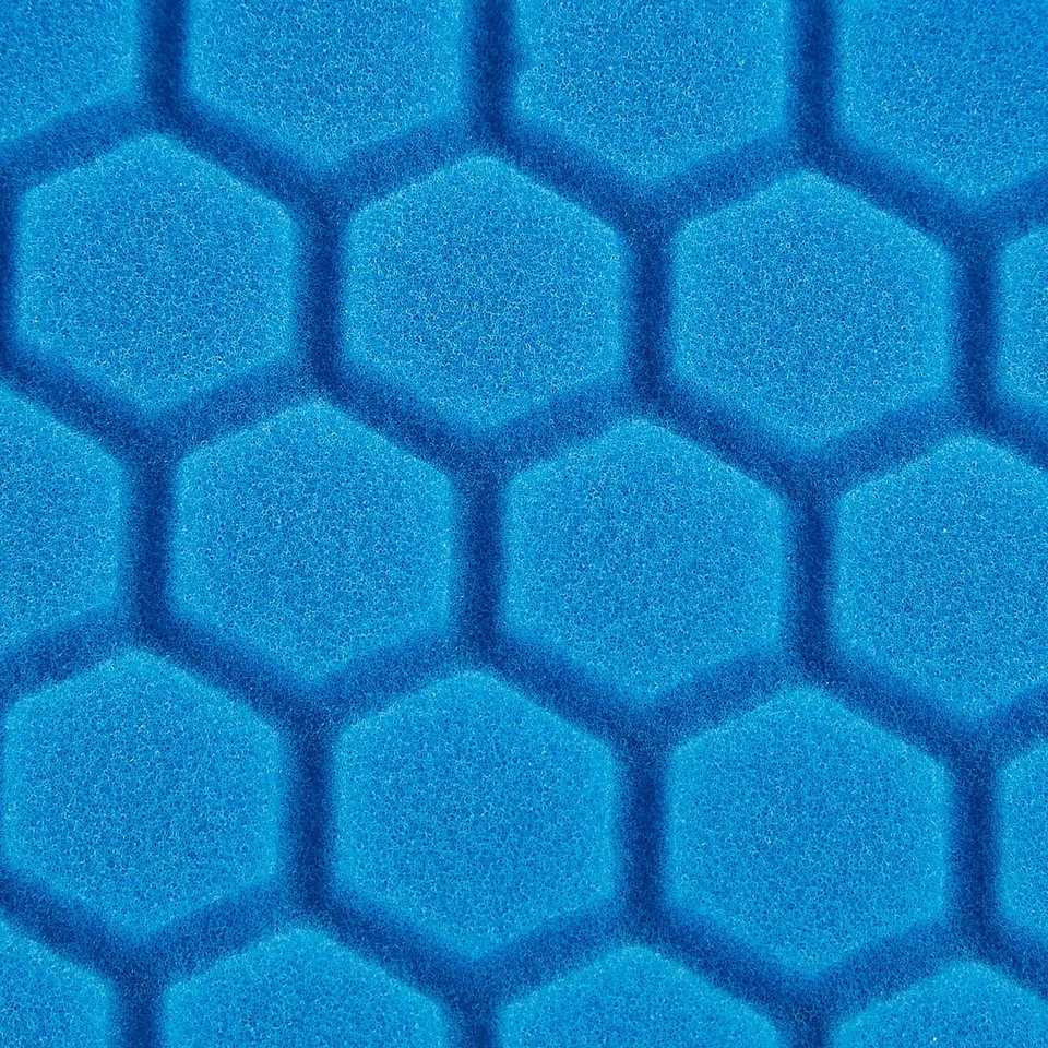 Blue hexagonal honeycomb pattern graphic