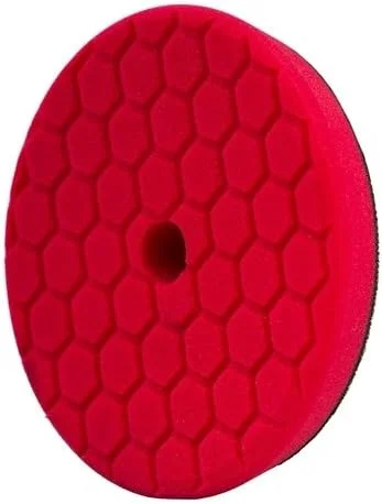 Red circular pad with a honeycomb texture and a center hole