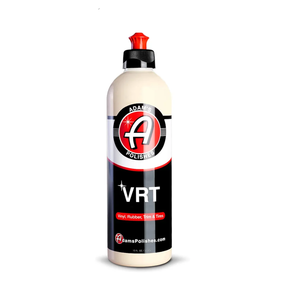 Can of VRT car care spray with red cap on white background